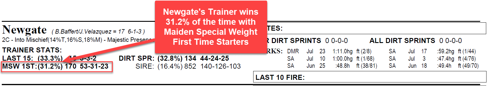 2 yo horse info box 1st time start