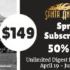 Todays racing digest horse racing tips and race analysis for Santa Anita Park spring subscription offer with 50% discount.